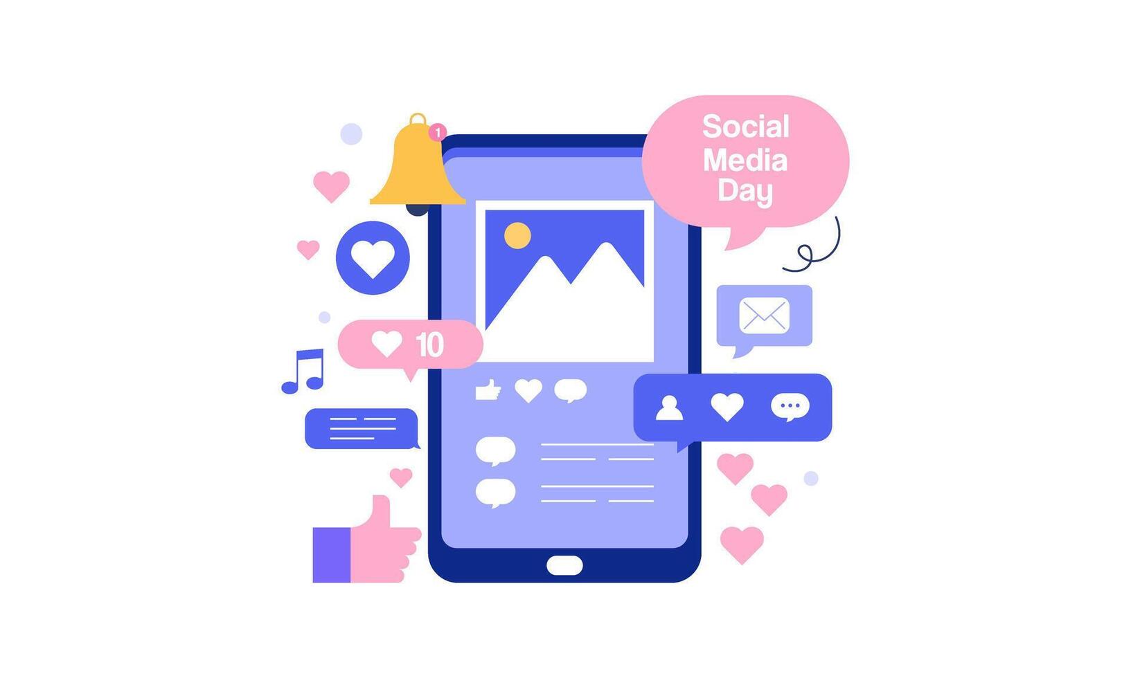 Mobile phone with social media icons vector