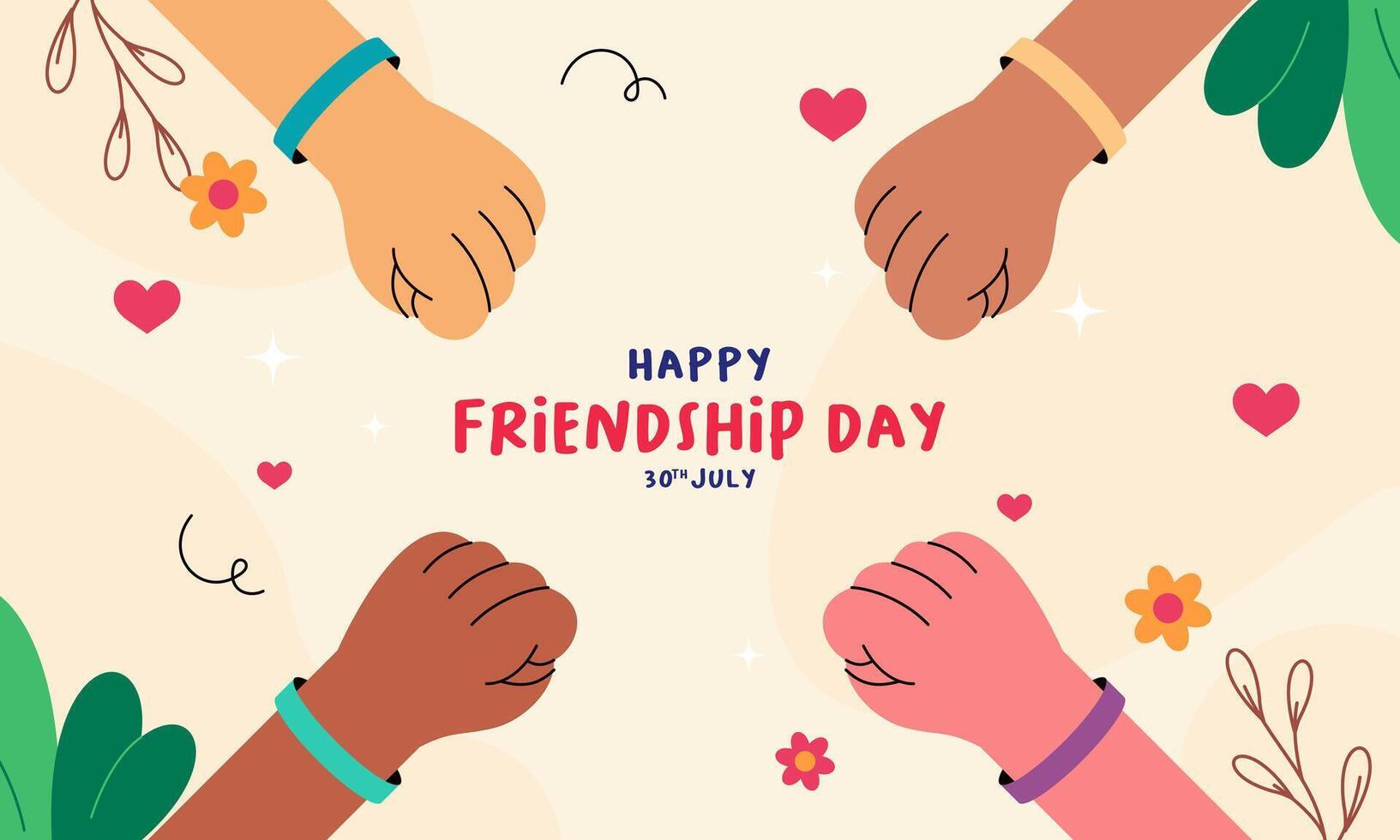 Colorful hands celebrating Friendship Day vector