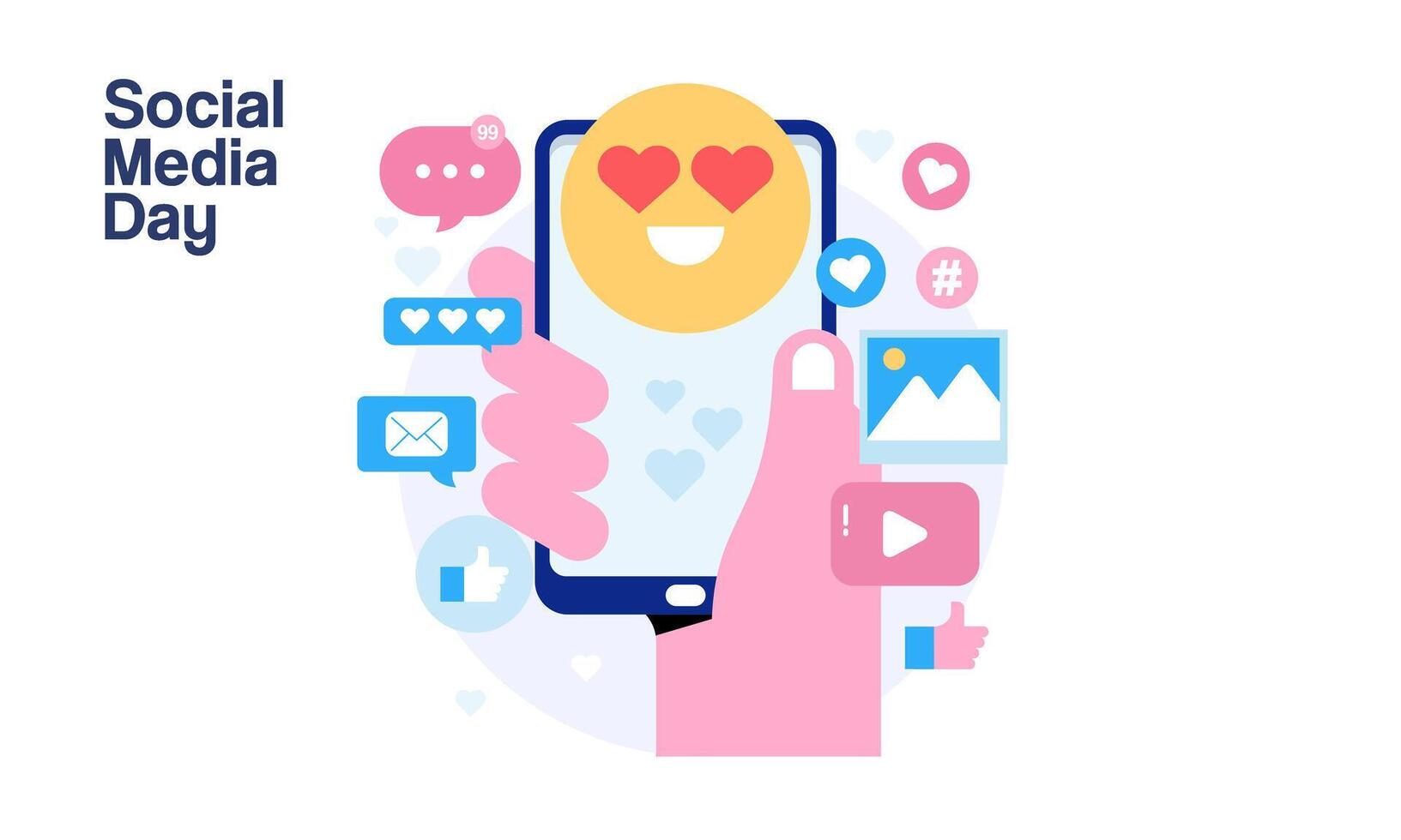 Illustration of social media smartphone engagement vector