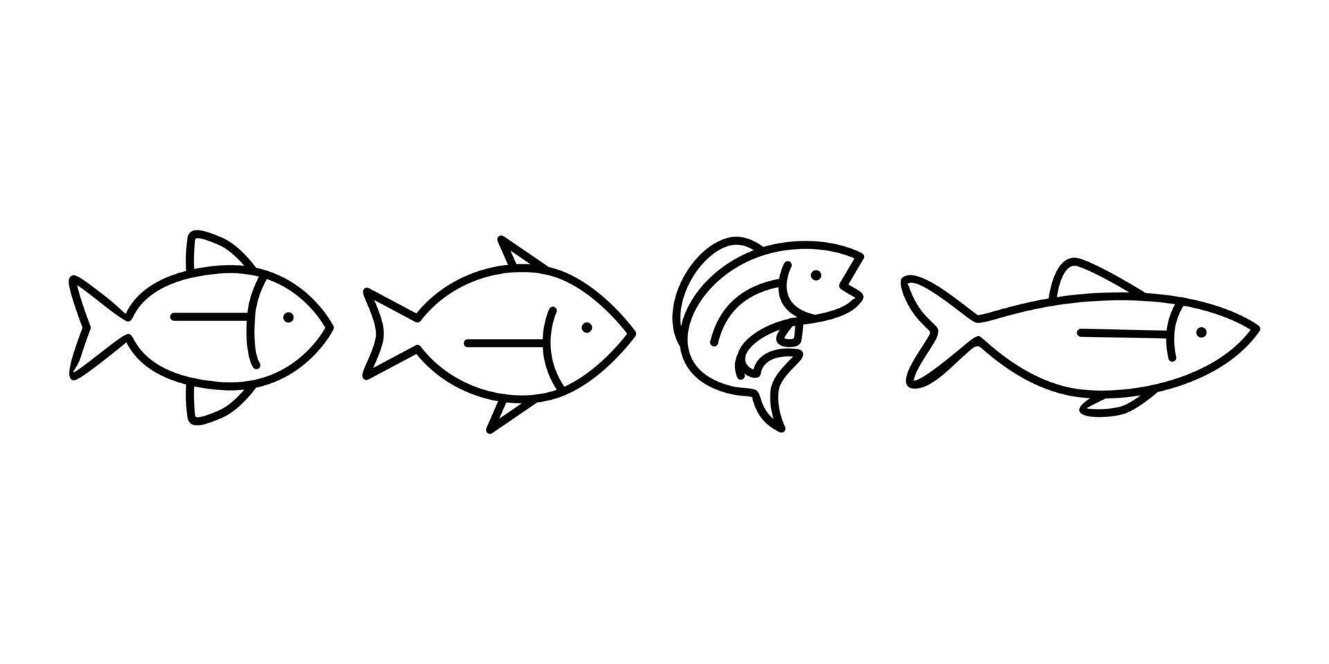 simple line fish icon collection vector