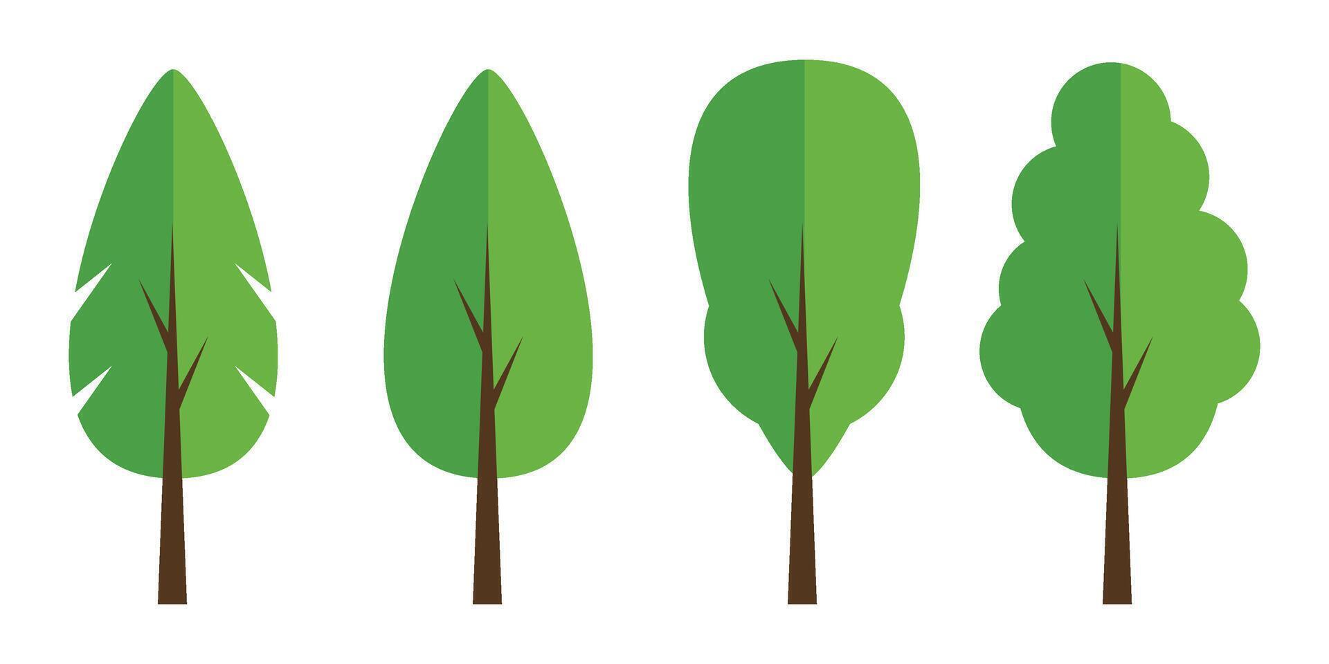 Green tree icon collection set. vector