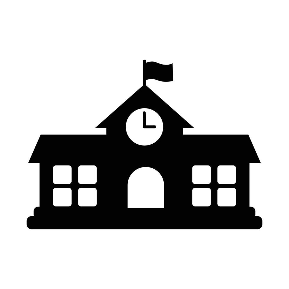 school building icon with flag vector