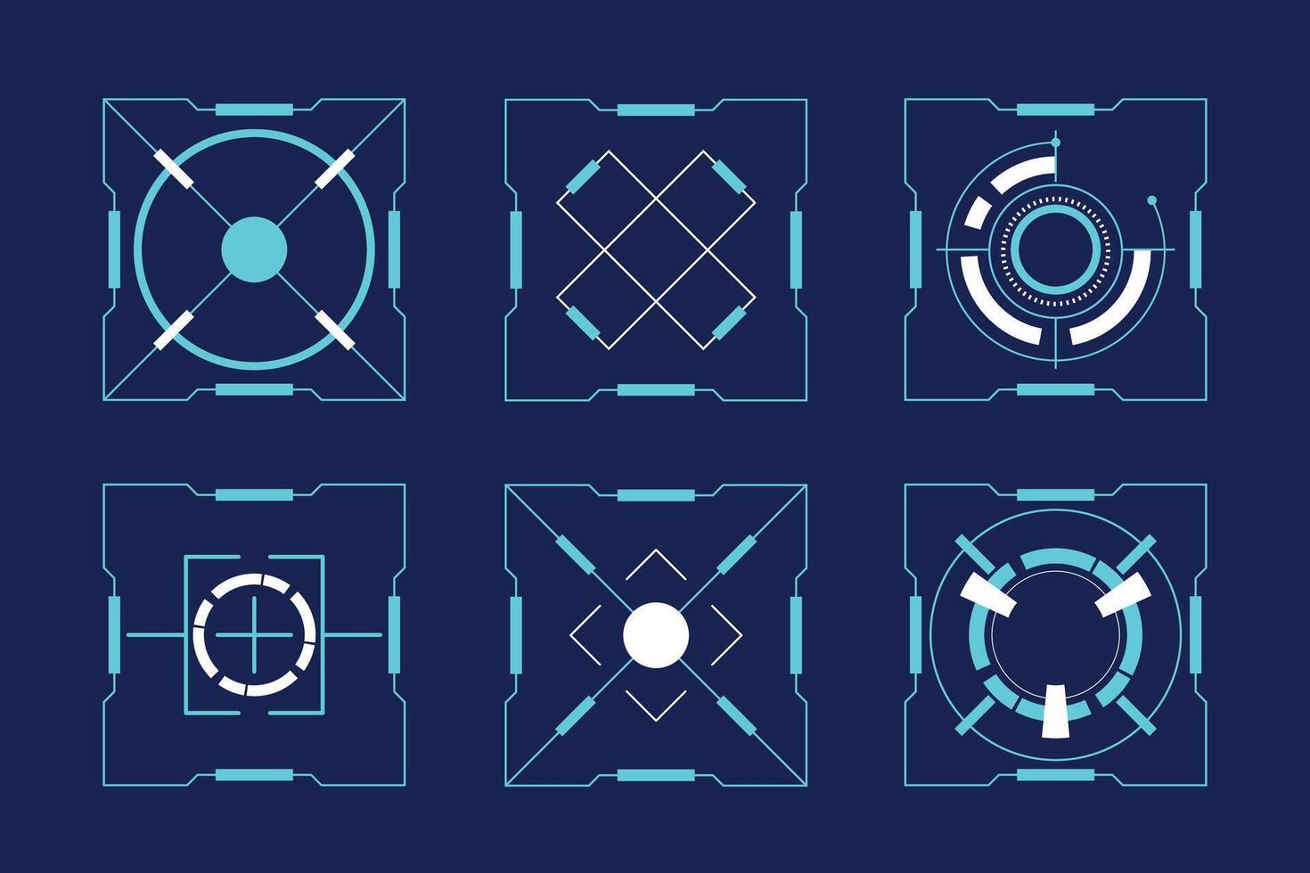 Sci-Fi Blue Tech Panels set vector