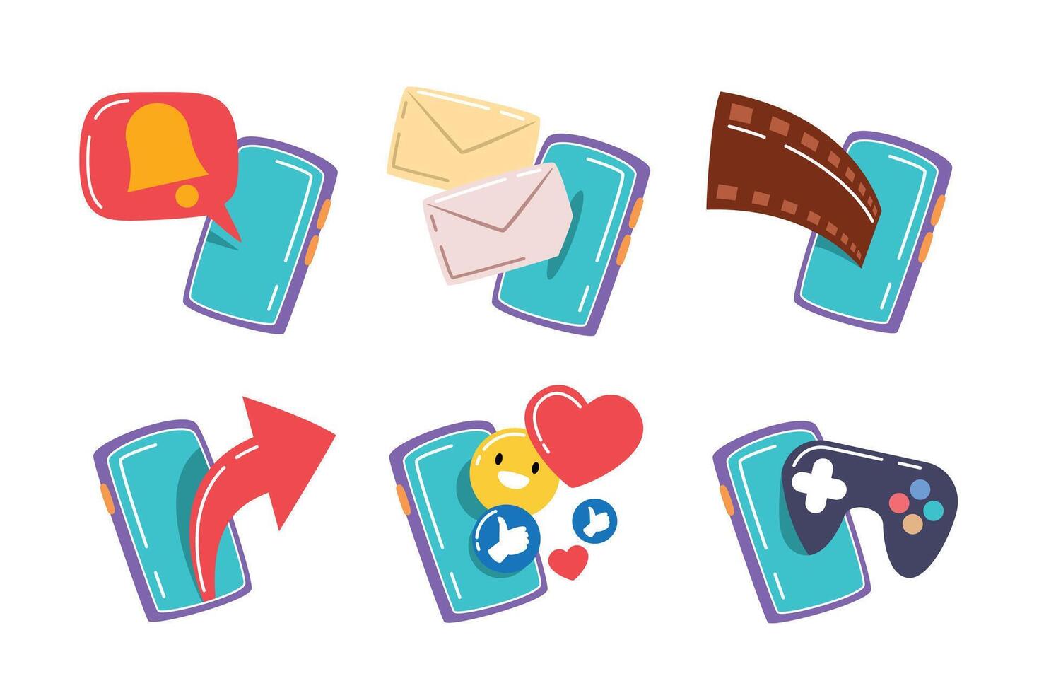 Mobile phone icons for communication and entertainment vector