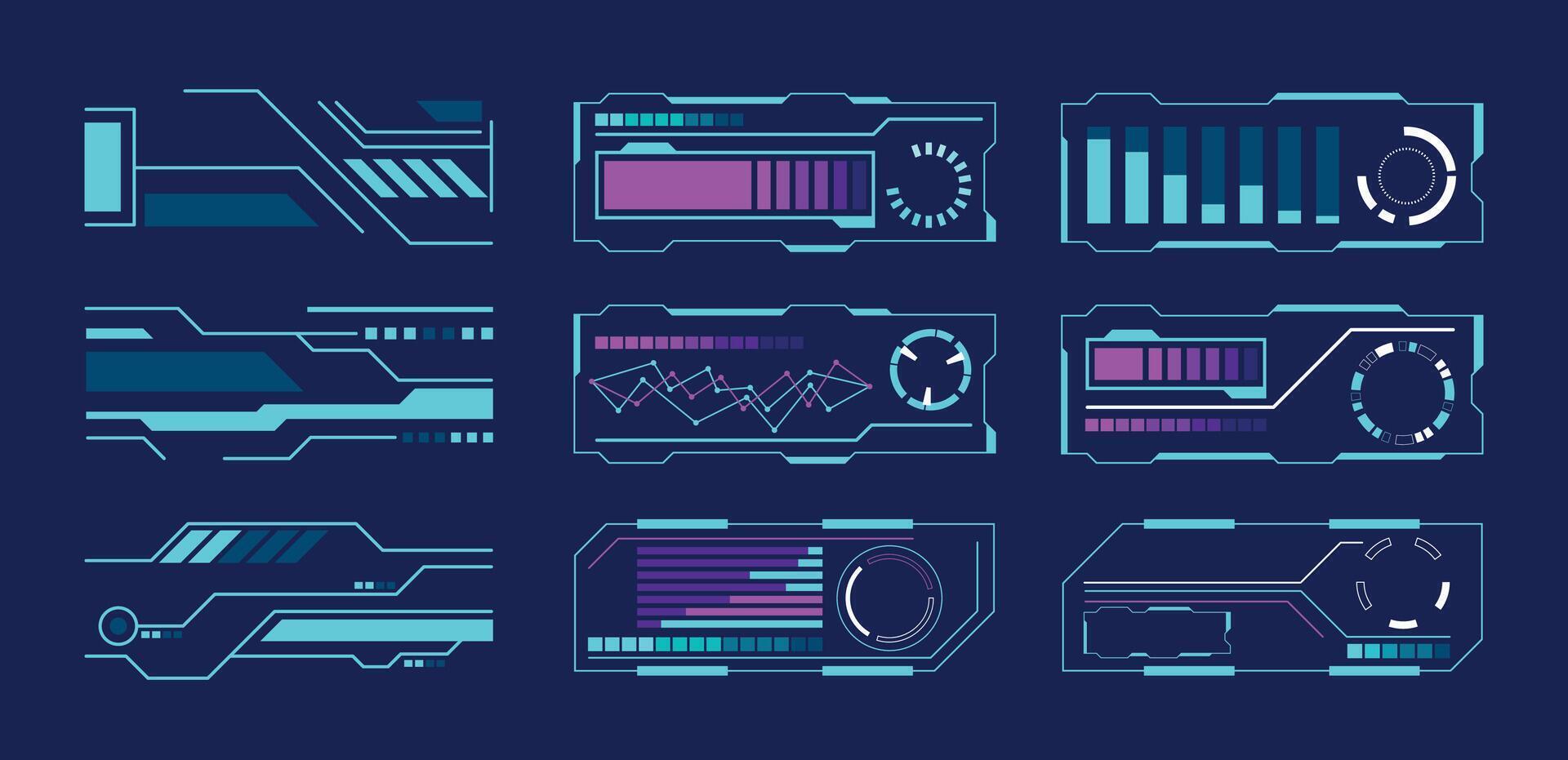 Futuristic UI elements in various designs vector