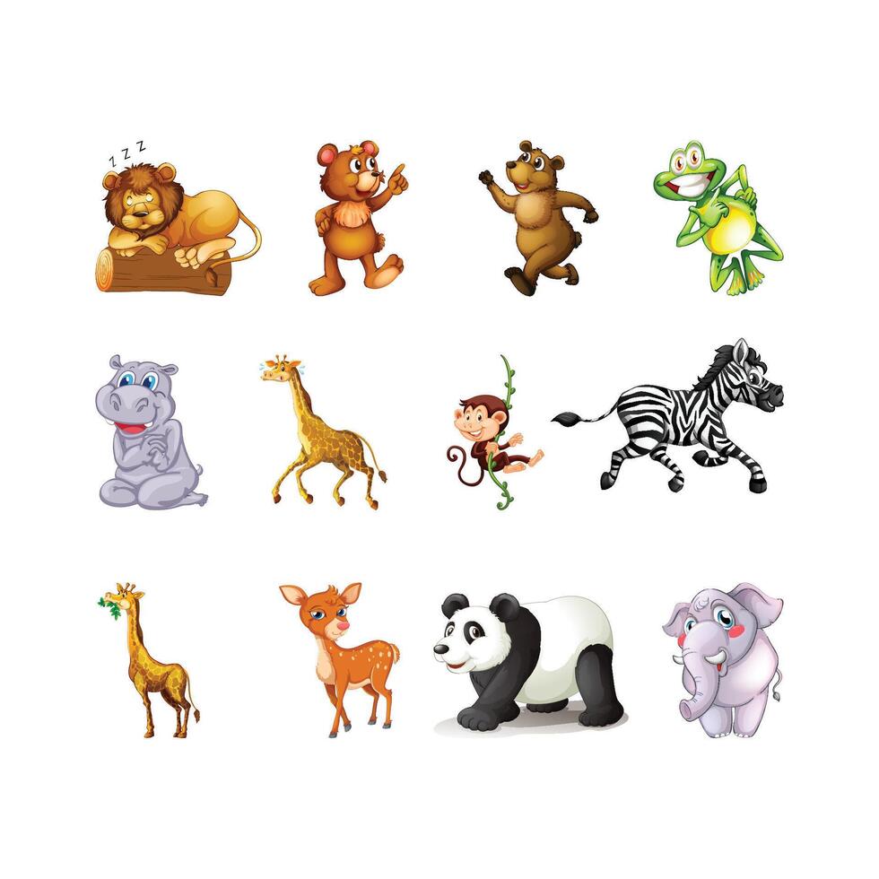 Cartoon animals for children's illustrations vector