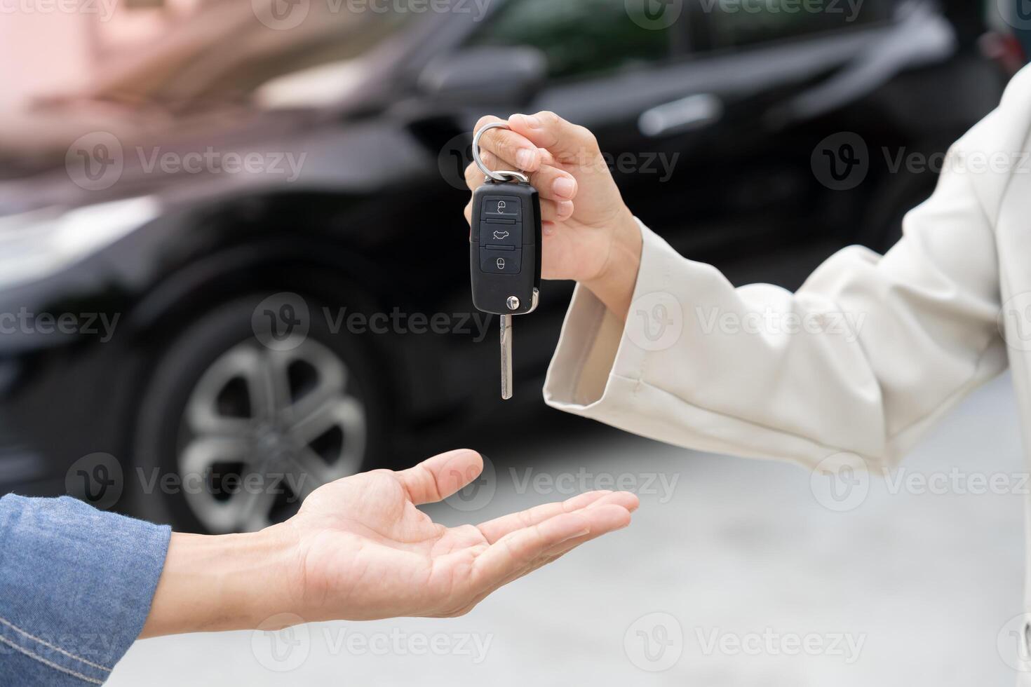 Used car, rental car, sell, buy. happy pass on key for new owner. Sales, loan credit financial, rent vehicle, insurance, renting, Seller, dealer, installment photo