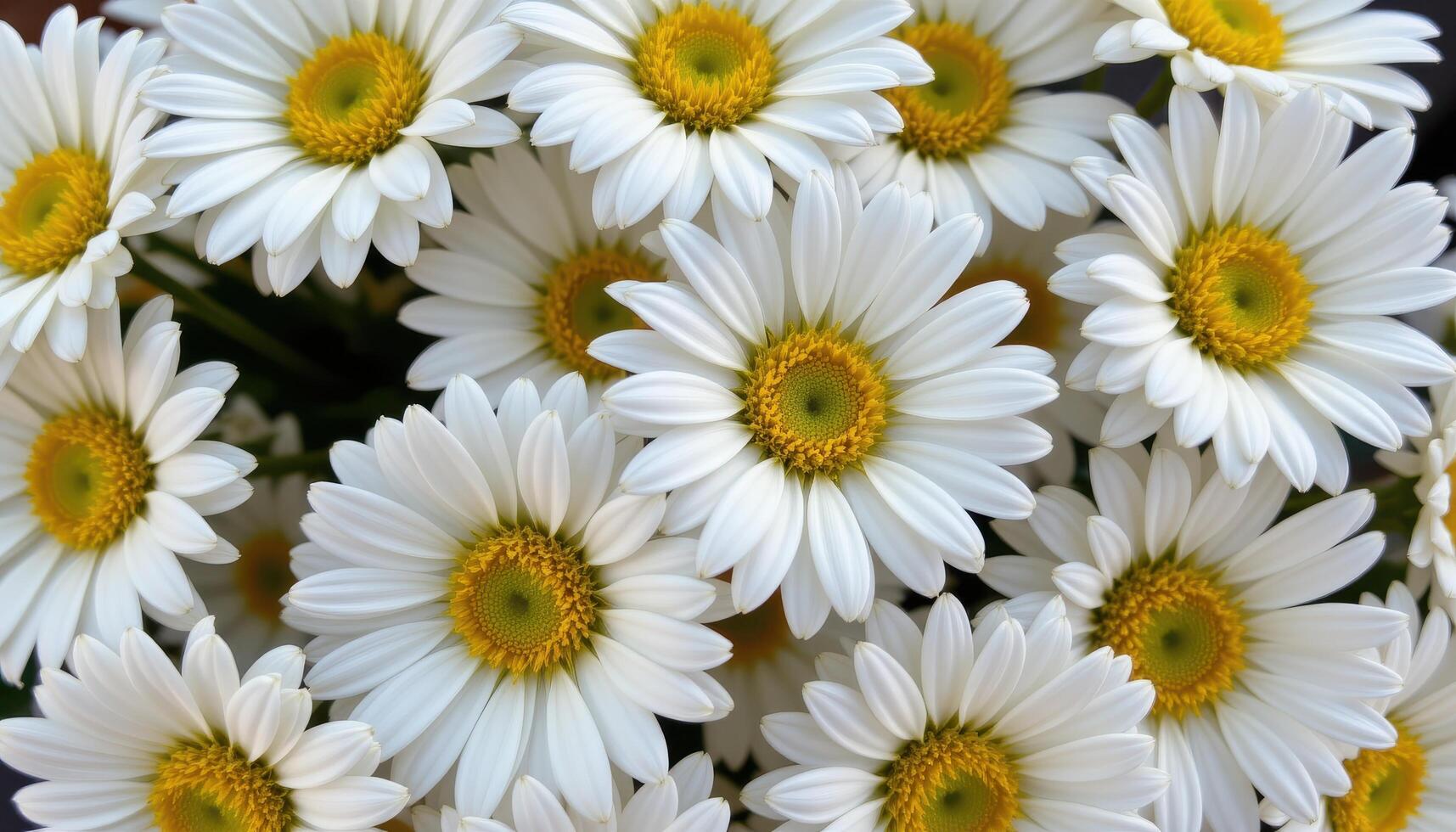 close up view of a bouquet of fresh daisies arranged elegantly with crisp white petals and radiant yellow centers. photo