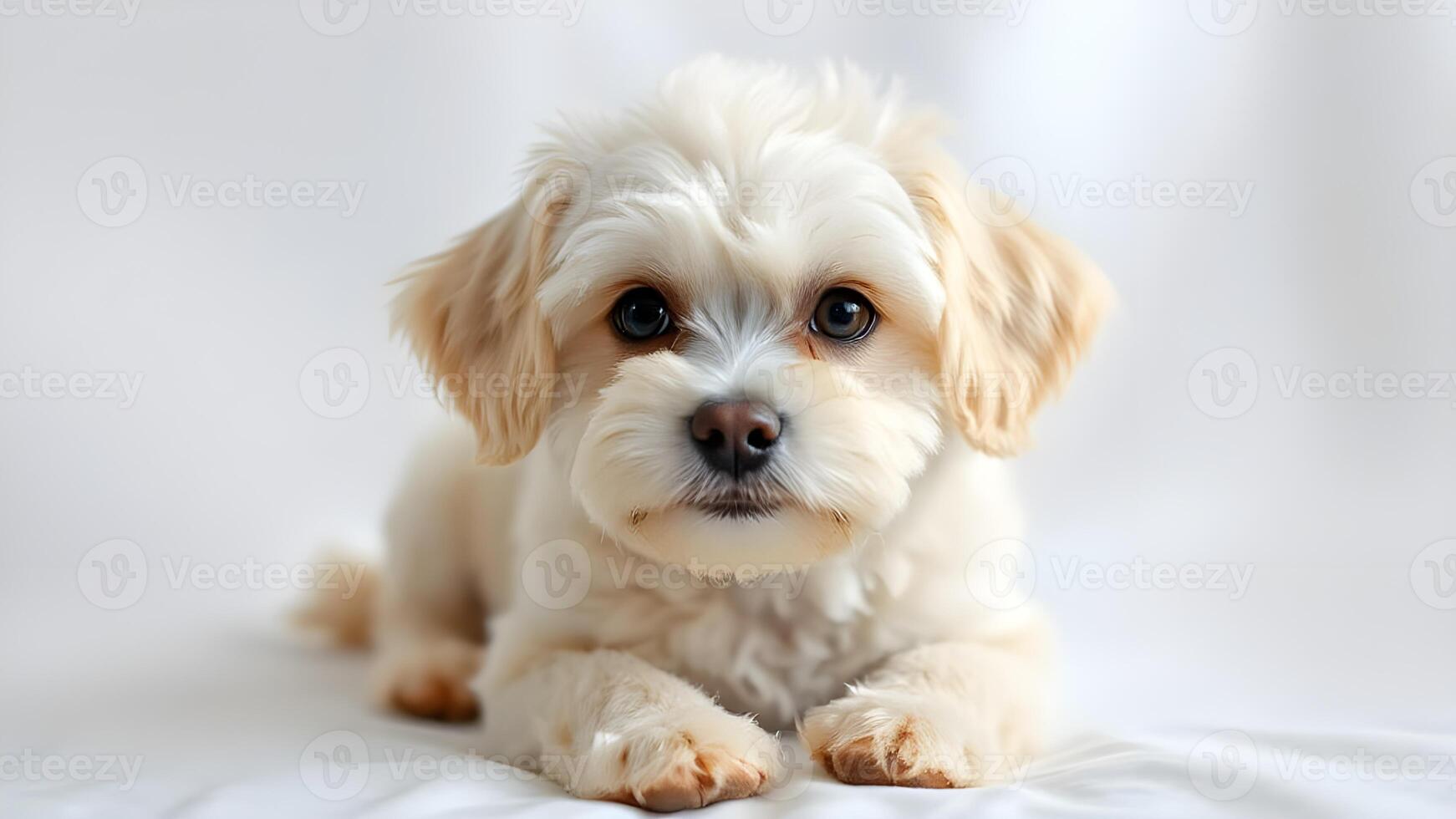 Cute Maltipoo dog on white background. Lovely pet photo
