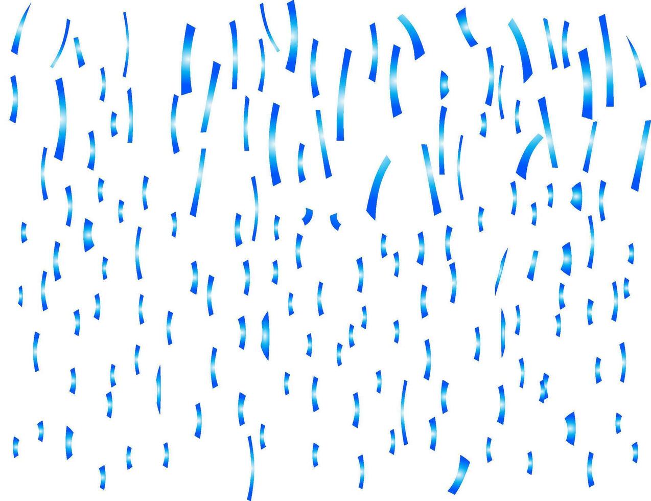 Blue Metallic Confetti Falling on White Background. vector