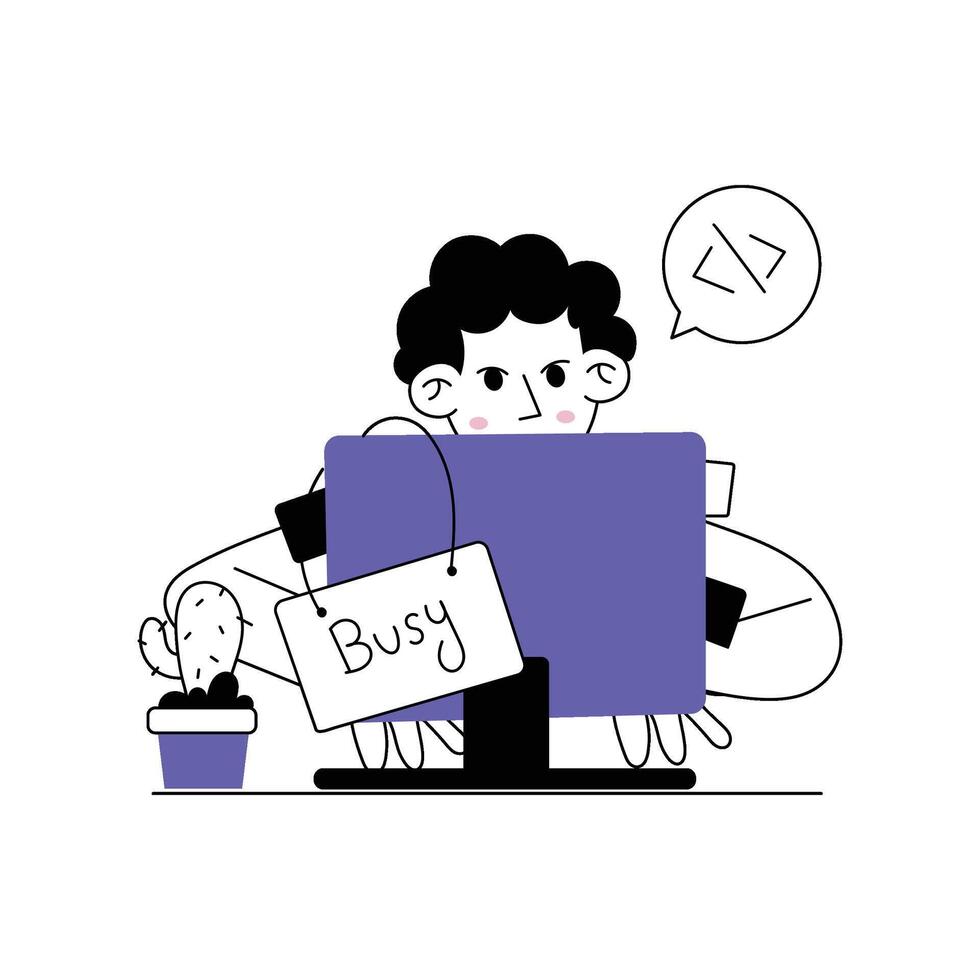 Focused Designer Illustration. EPS 10 File vector