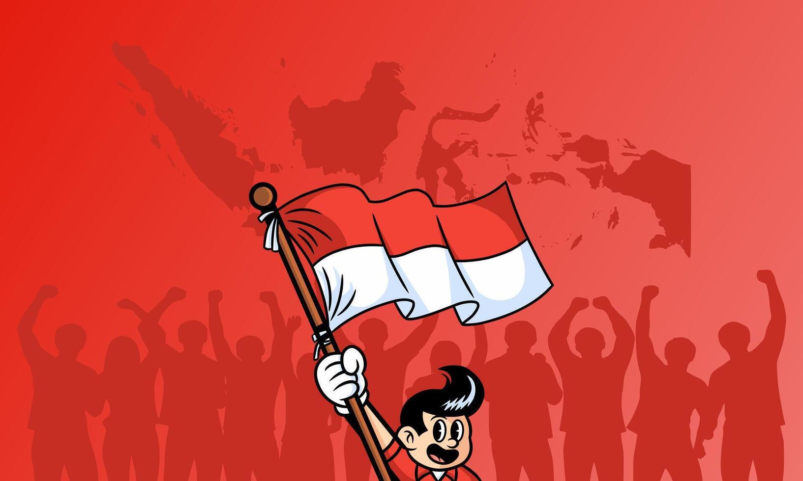 happy indonesian independence day august 17with copy space area.suitable for banner,greeting card,or poster.indonesian background theme. vector