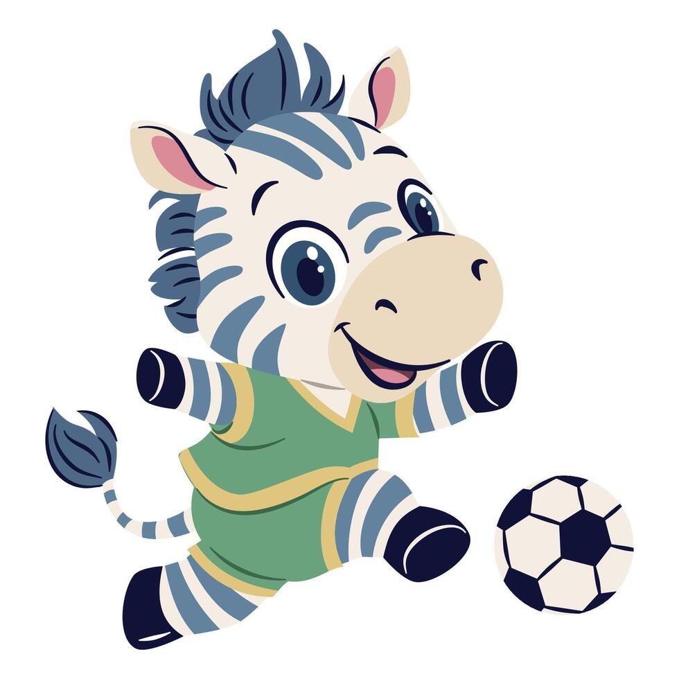 Cartoon zebra playing soccer vector