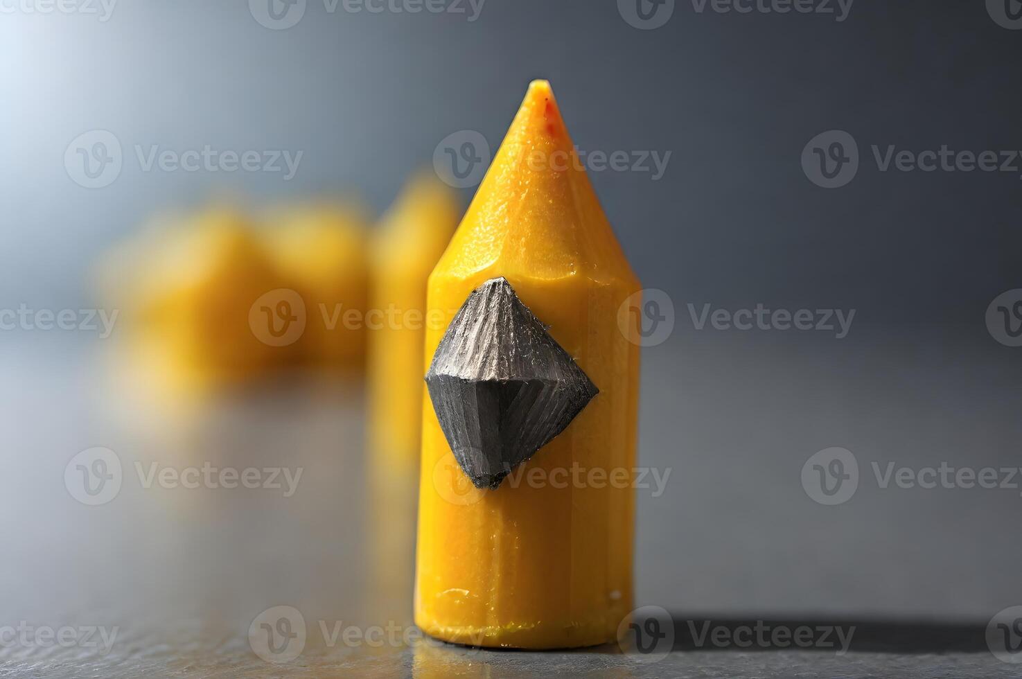 Closeup of Yellow Conical Forms with Dark Crystal Centerpiece photo