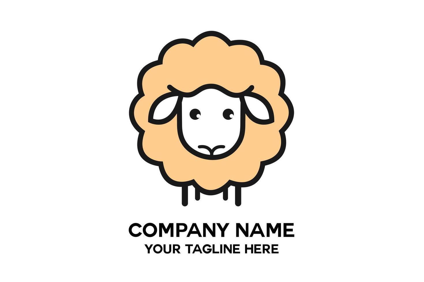 cute thick fur sheep animal logo vector