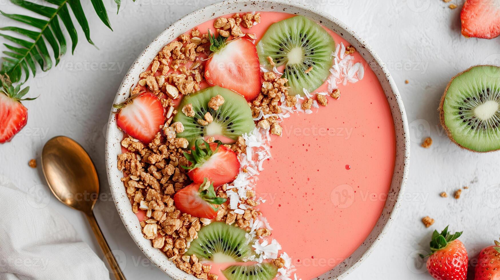 Smoothie bowl with fruits and granola photo