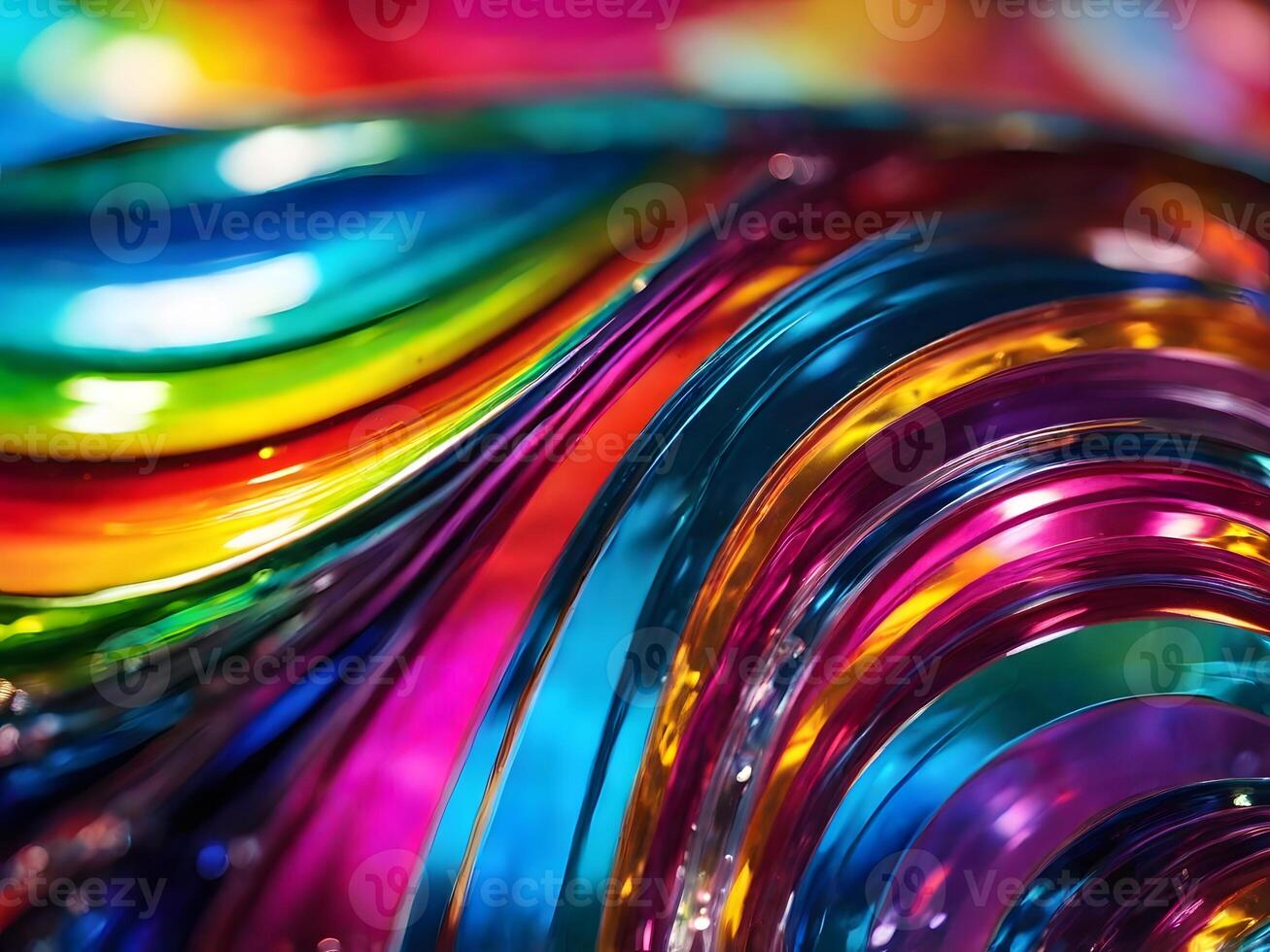 Vibrant Abstract Rainbow Curves of Glass photo