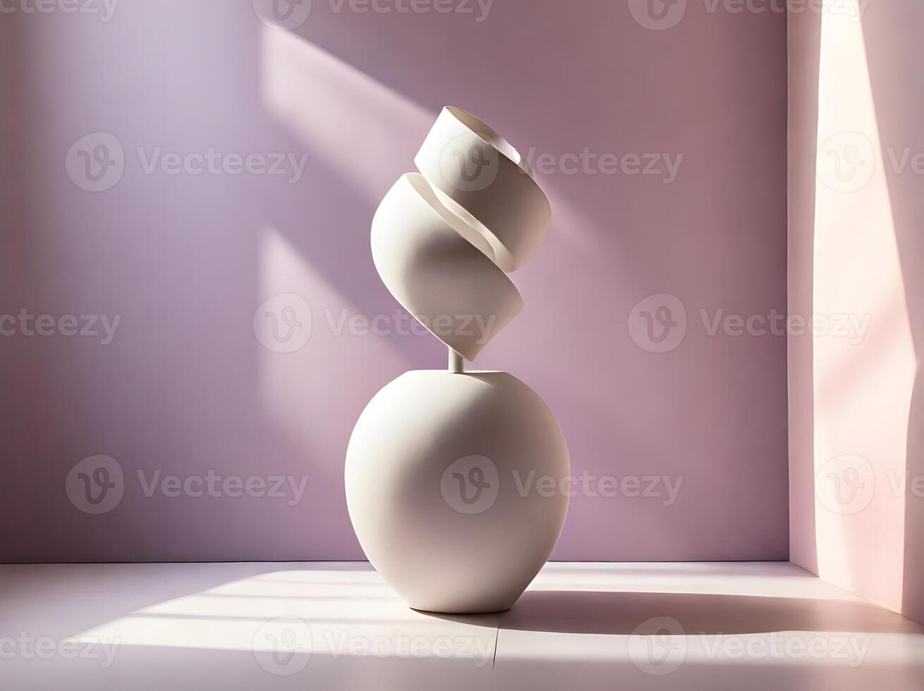 Abstract Modern Vase with Twirling Design in Soft Light photo