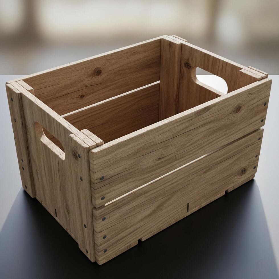 A wooden crate sitting on a table photo