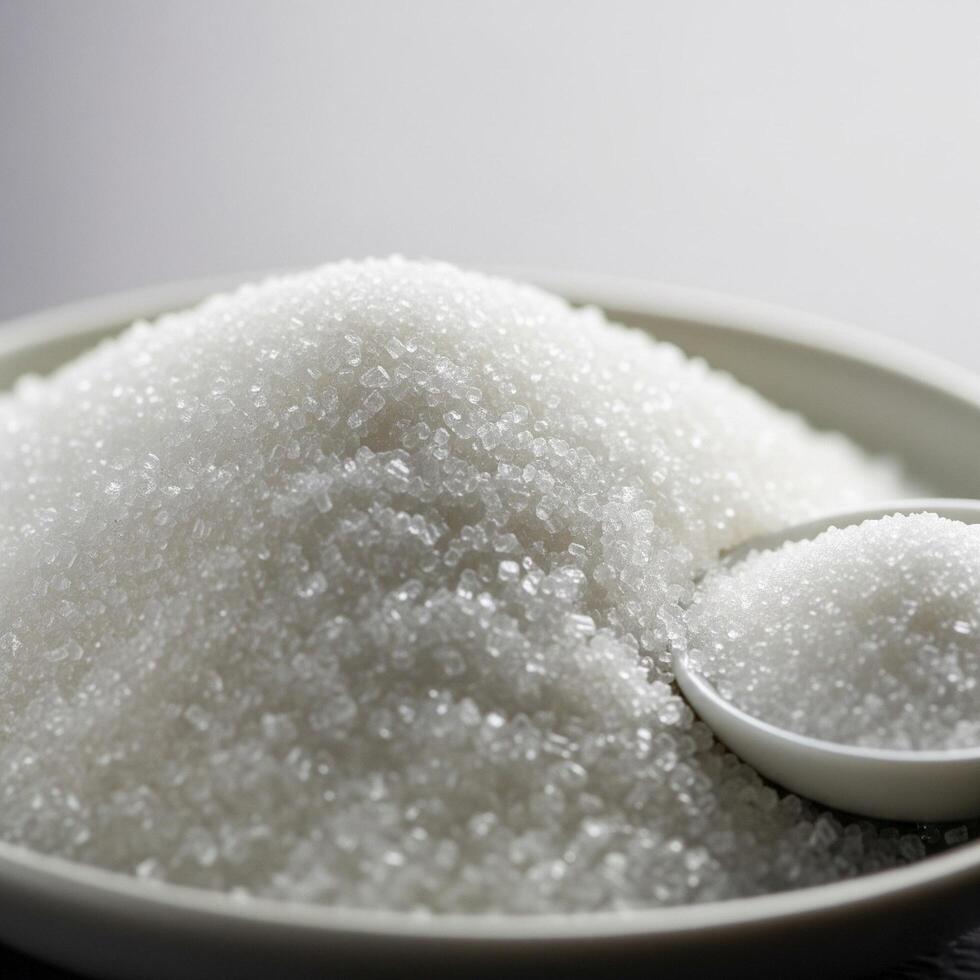 A bowl of sugar with a spoon photo