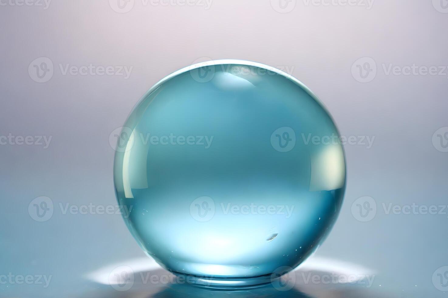 Translucent Teal Glass Orb on Subtle Gradient Background photo