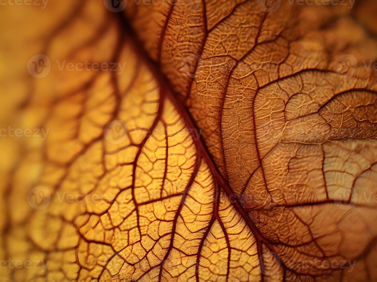 Detailed Close-up of a Golden Leaf's Veined Structure photo