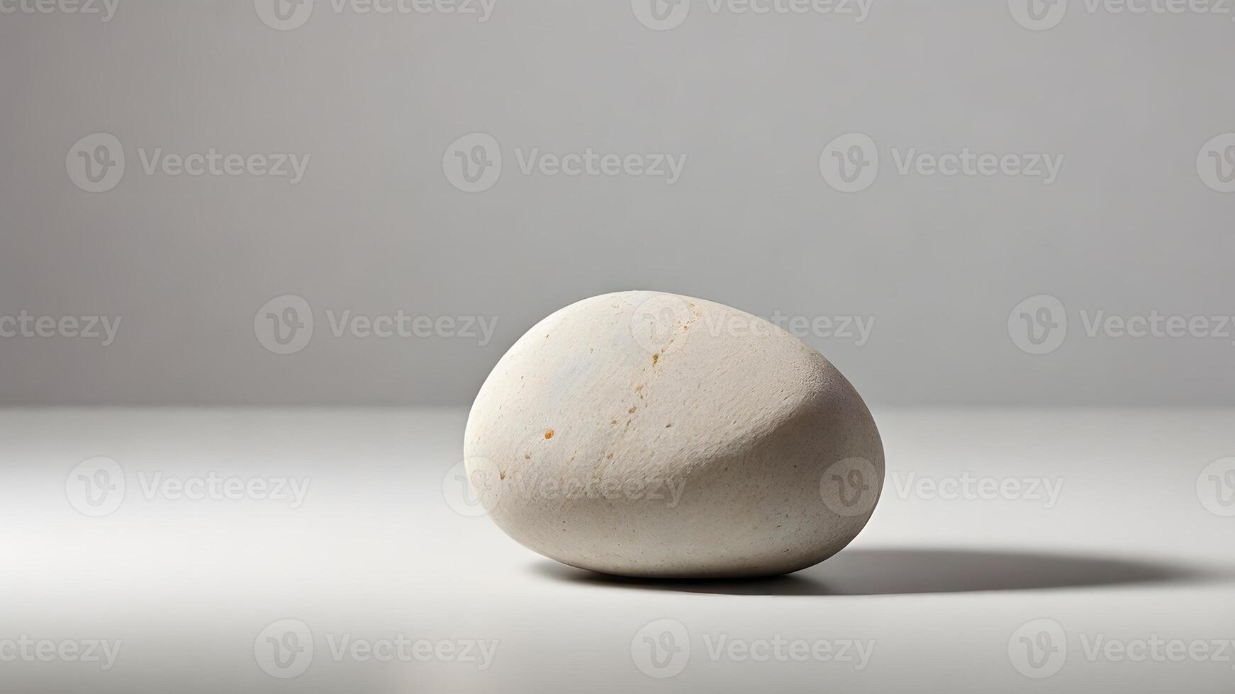 Smooth White Stone with Subtle Texture and Shadow on a White Surface photo