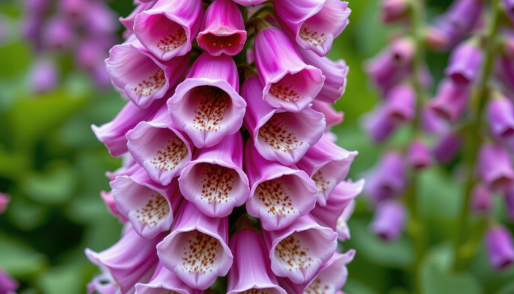 close up view of foxglove bells stacked vertically in a purple to white gradient. photo