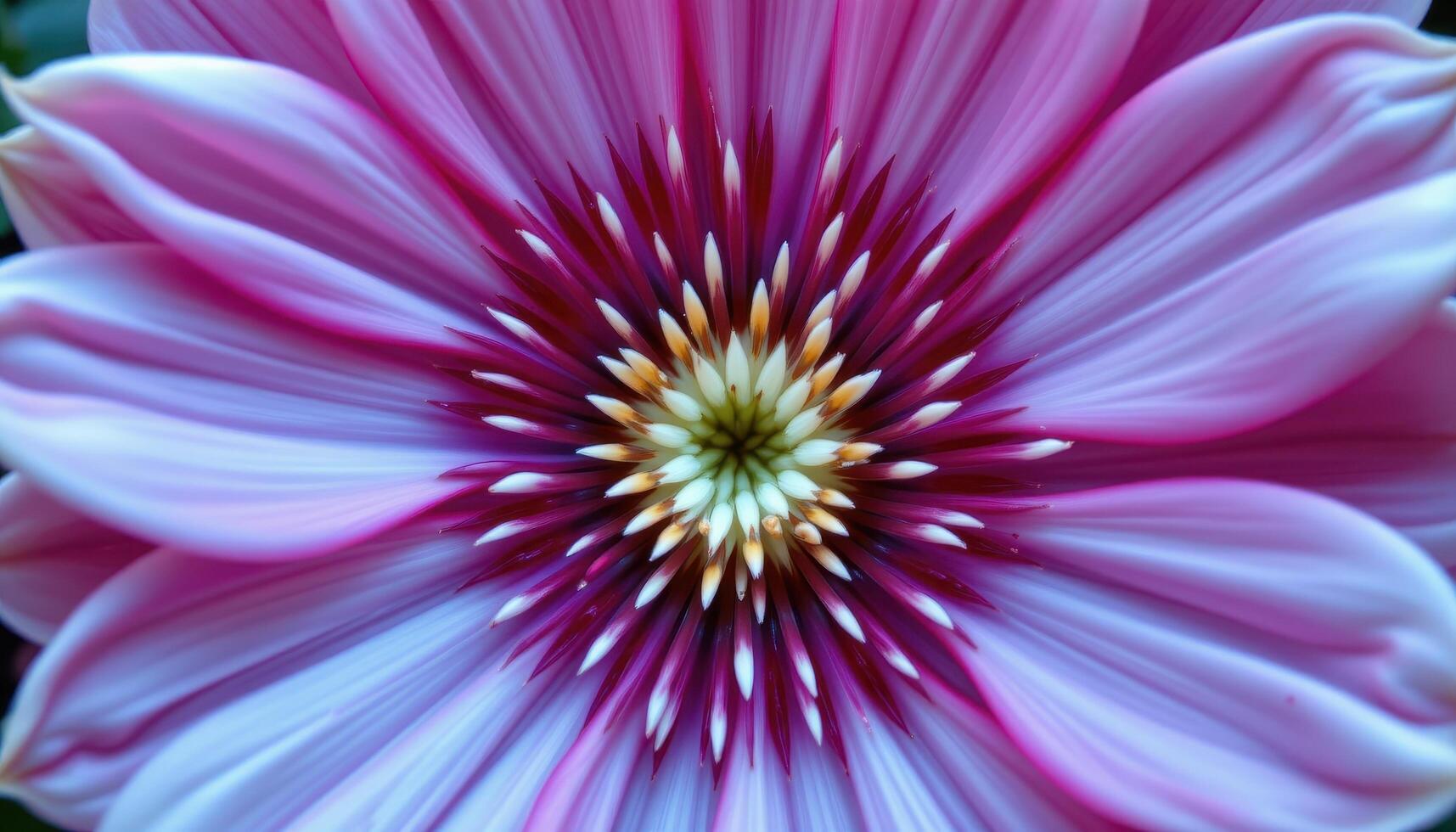 close up view of an ice plant flower, its radiant magenta petals surrounding a white center. photo
