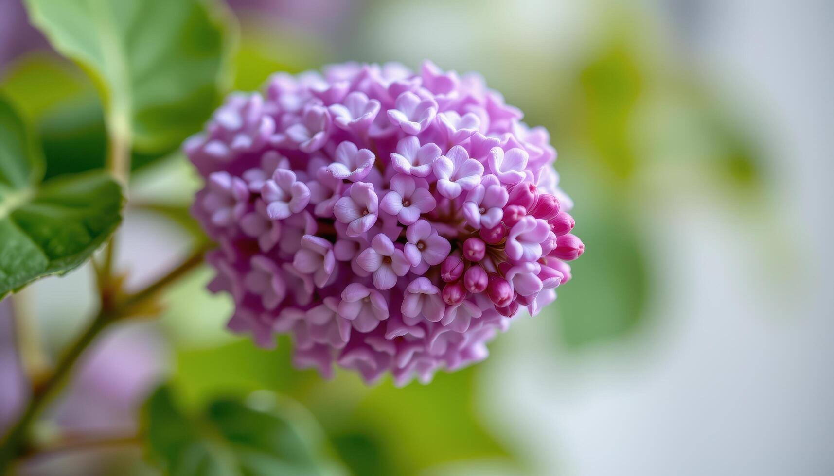 close up view of a cluster of lilac flowers, each tiny blossom forming a dense aromatic cone in soft pastel purple. photo