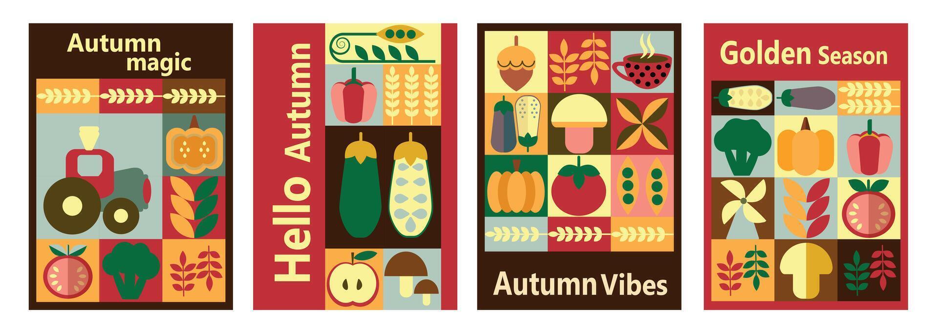 Colorful autumn-themed graphic design vector