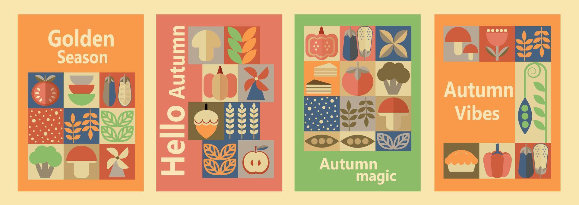 Autumn themed art collage with leaves vector