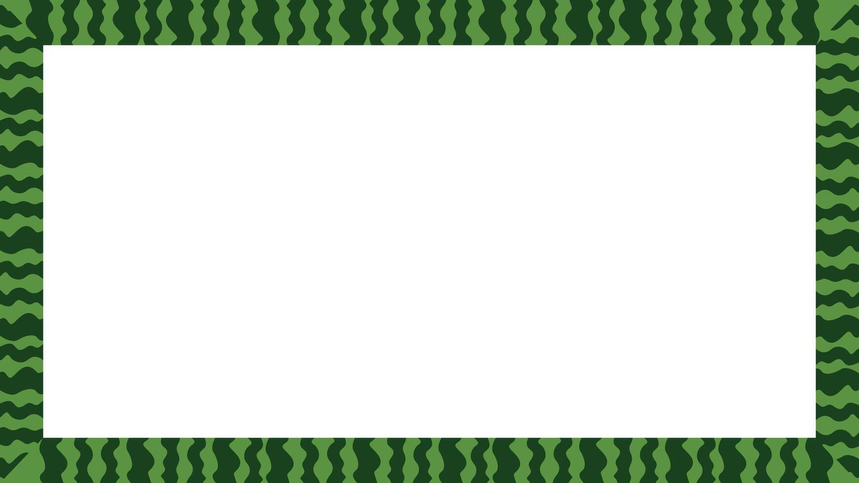Rectangular watermelon rind frame border with green striped pattern vector