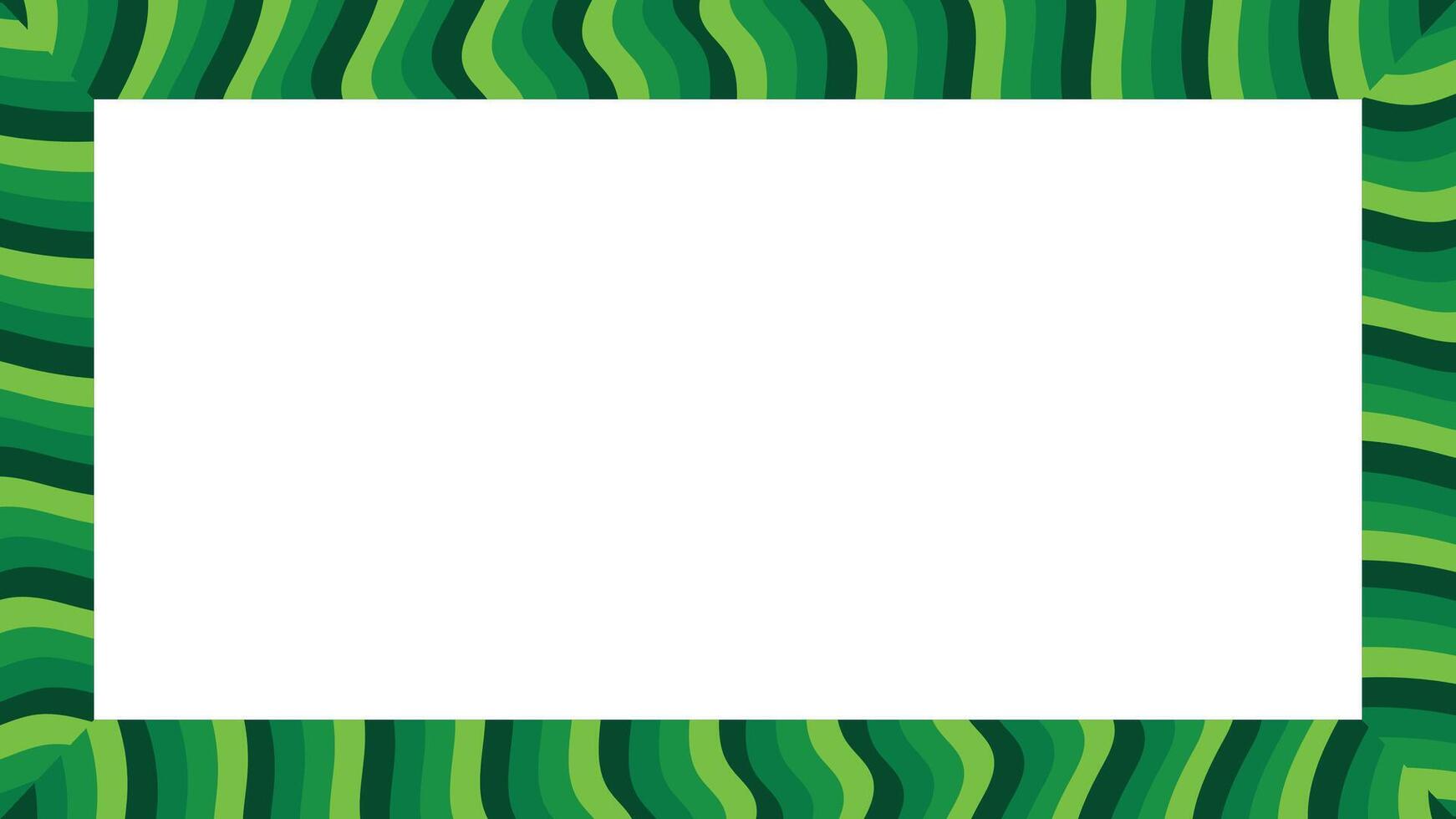 Watermelon rind striped frame border with abstract green pattern on transparent background vector