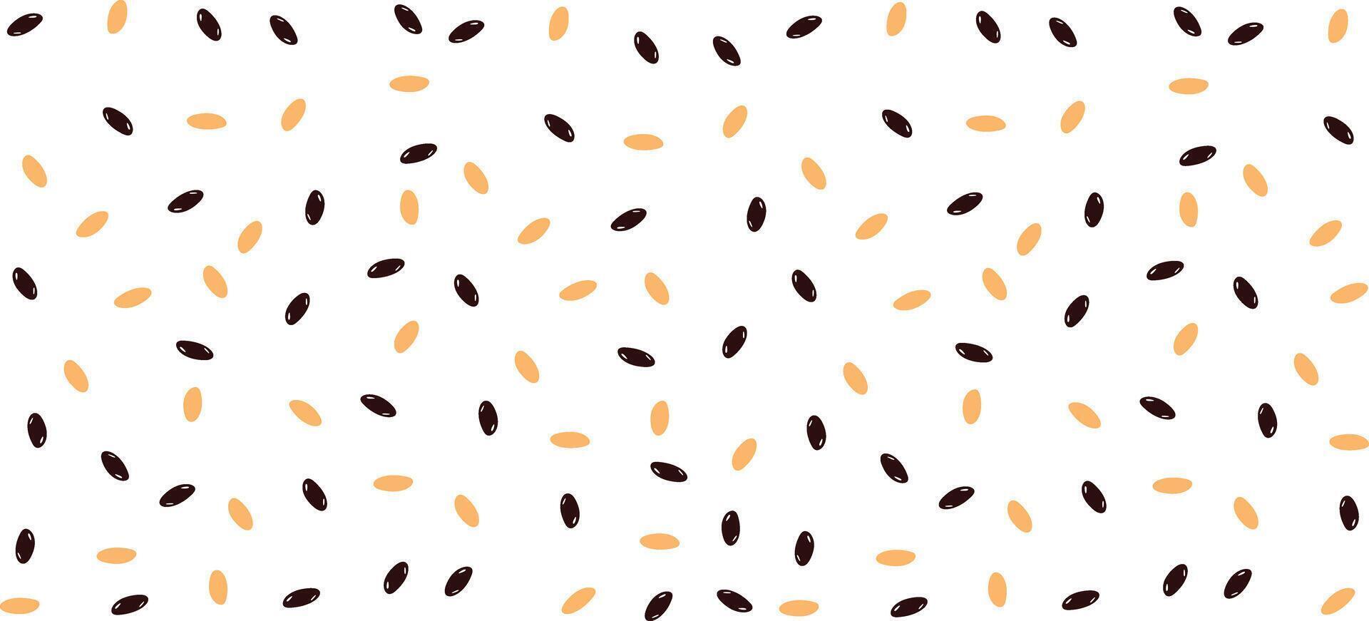 Abstract watermelon seeds pattern isolated on transparent background, horizontal design vector