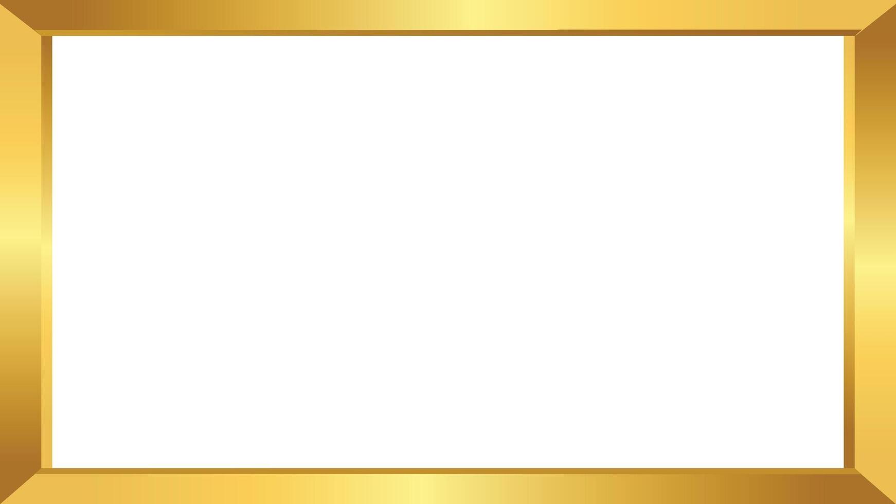 Metallic gold frame border on transparent background vector