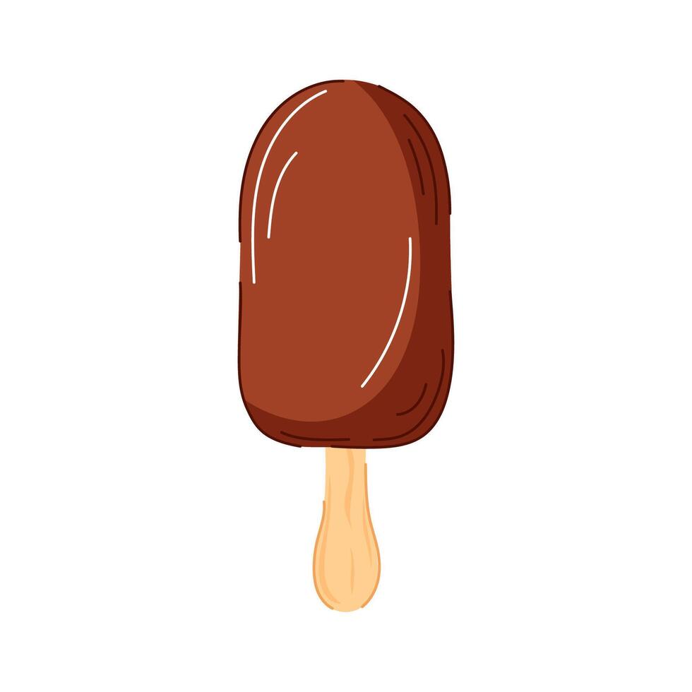 Chocolate ice cream in flat style isolated on white background. Perfect for summer food design, cafe packaging or recipe. vector
