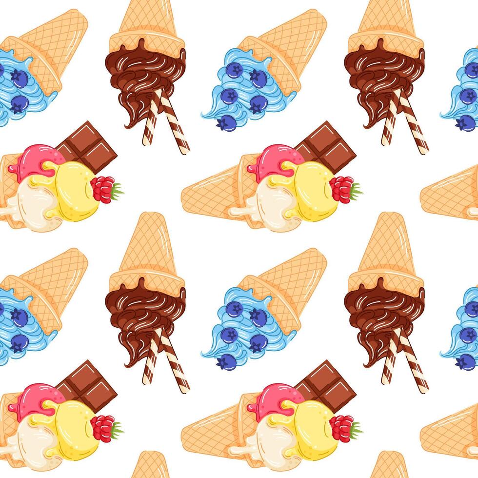 Colorful ice cream cone patterns vector