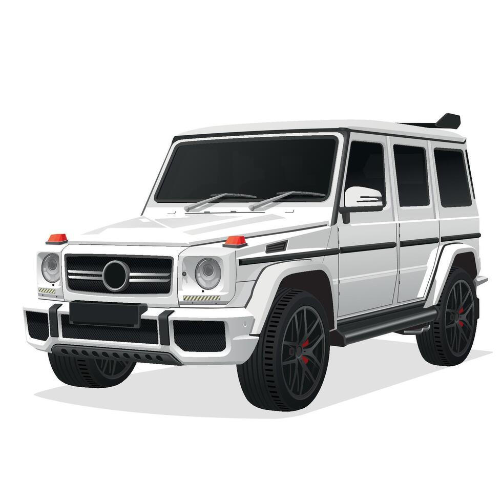 White sporty SUV illustration vector