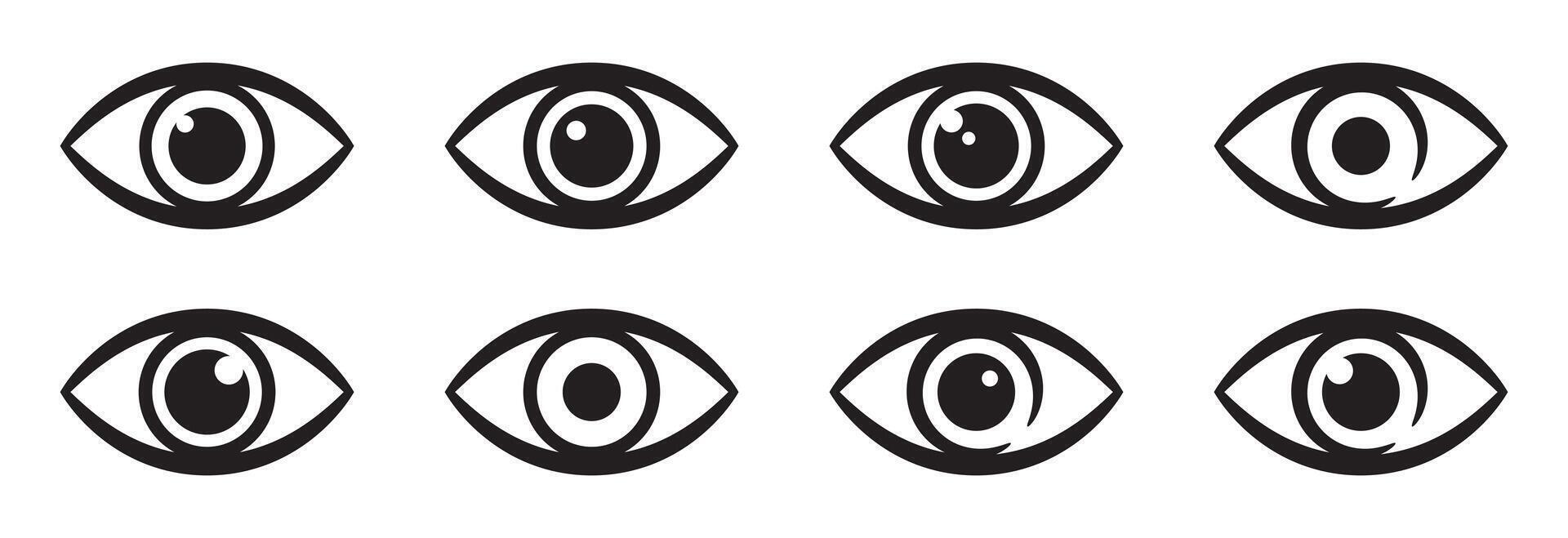 Watch and view eye icon. Eyeball for observe symbol. vector