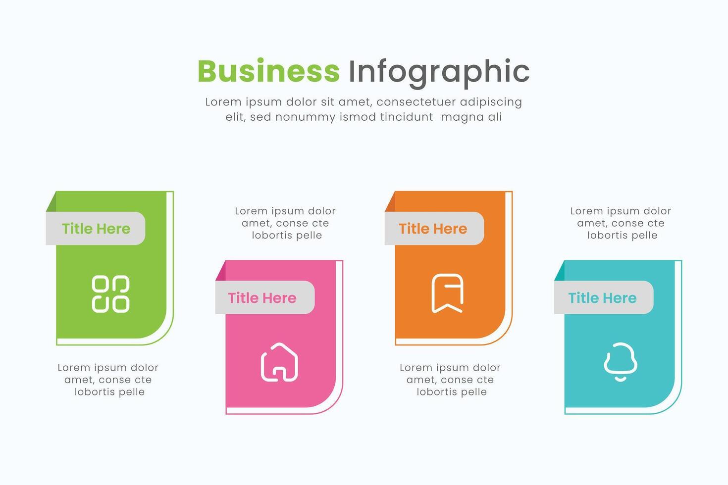 Minimal business infographic design template. 4 Step timeline journey, illustration. vector