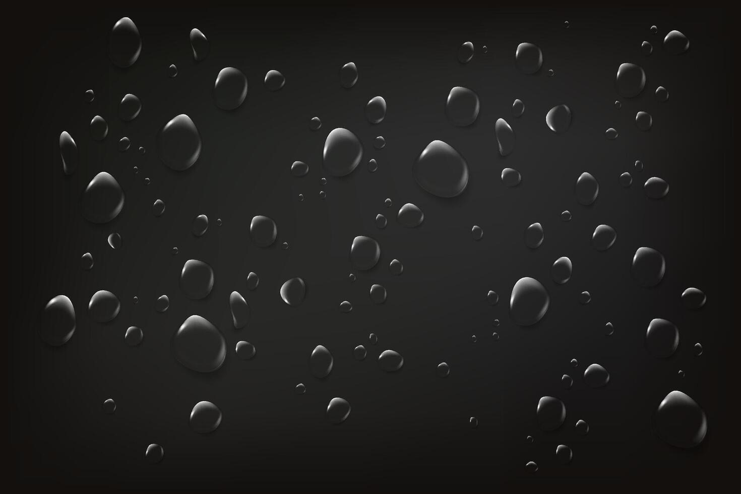 Water drops on black background with glossy reflections vector