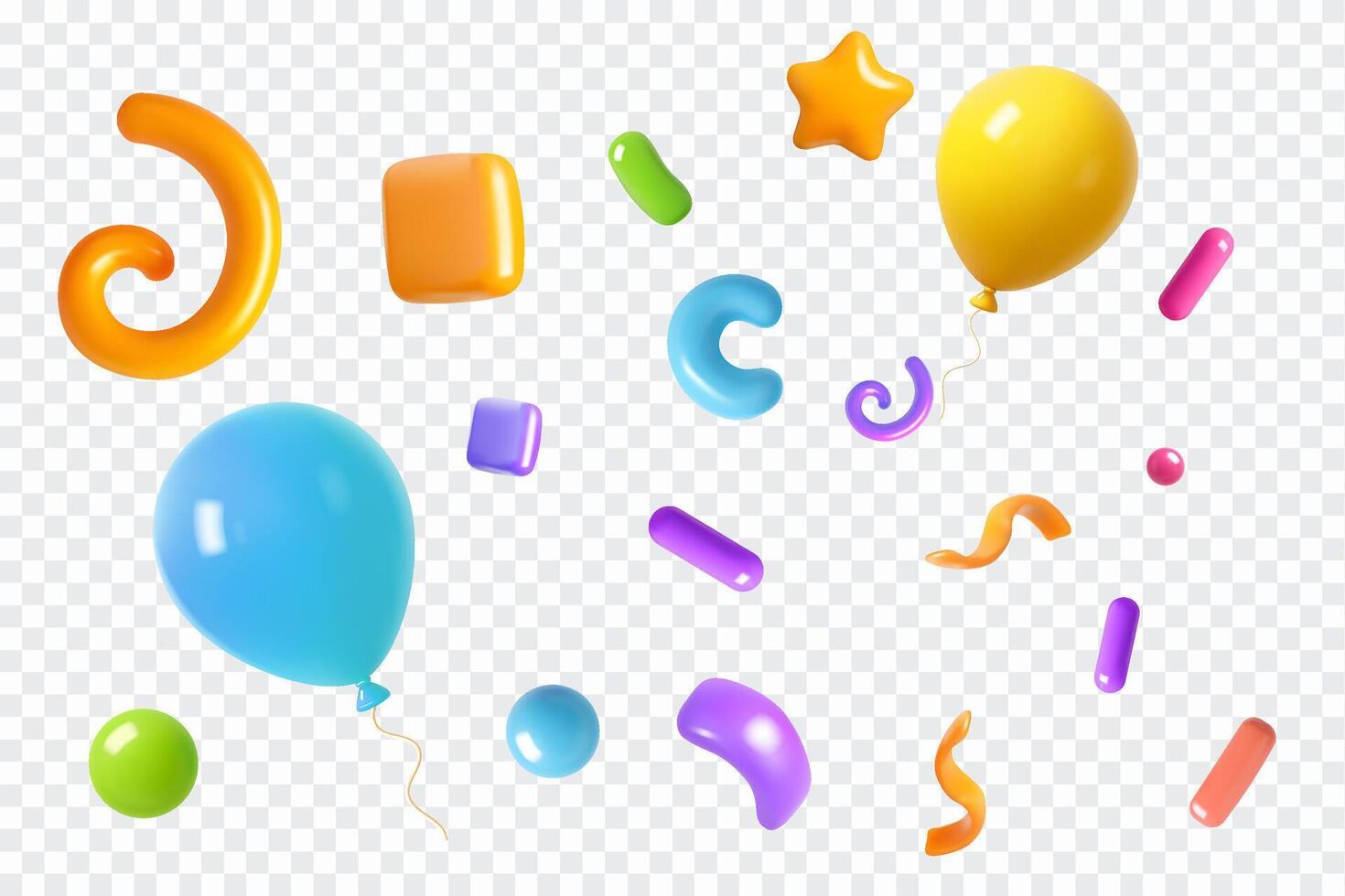 colorful balloons and playful shapes vector