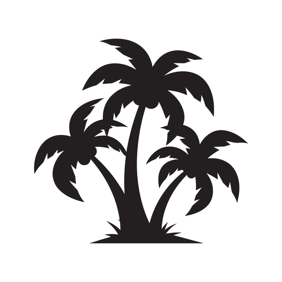 Cartoom palm trees silhouettes, isolated on white vector