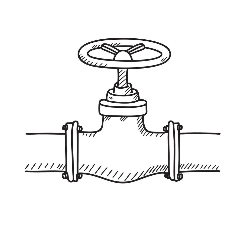 A wall mounted valve handle twisted halfway open vector