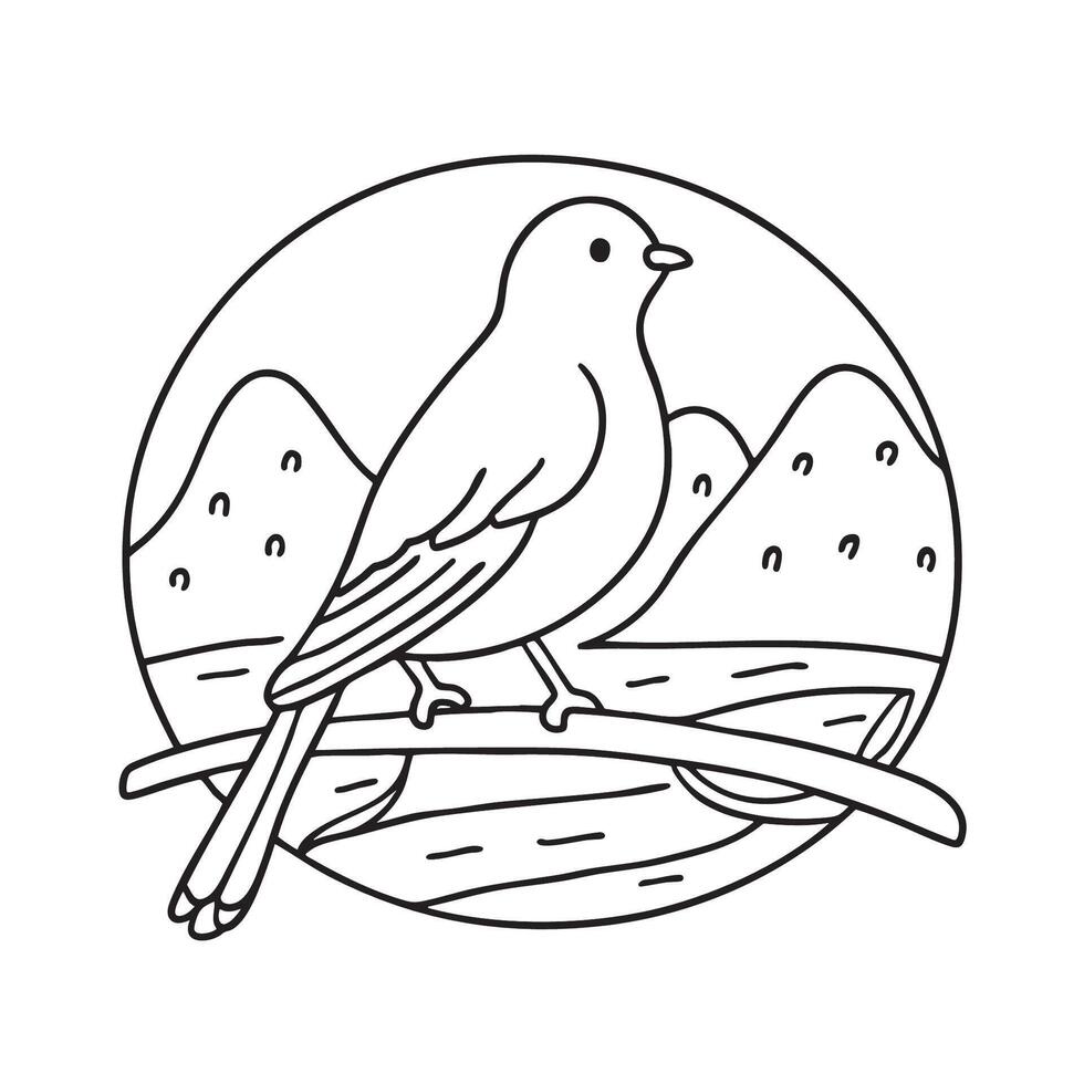 A bird resting quietly on a branch above the valley floor vector