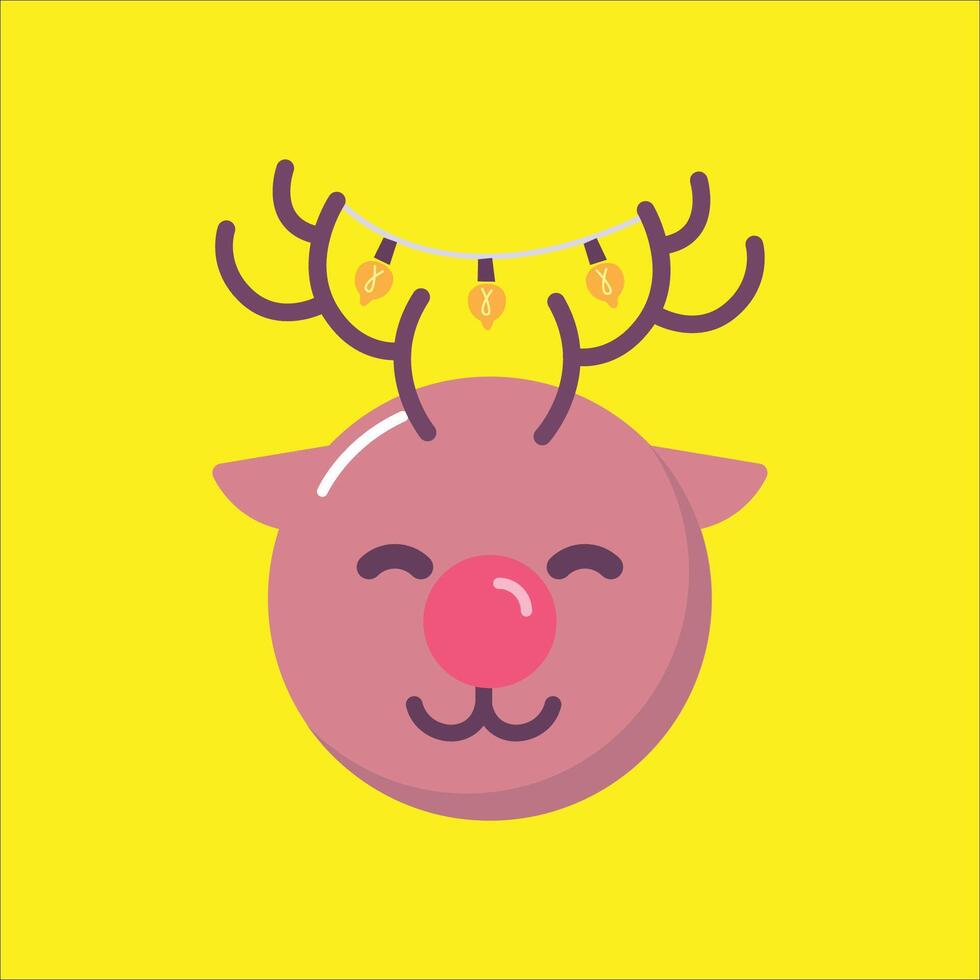 A cartoon reindeer with a red nose and a yellow background vector