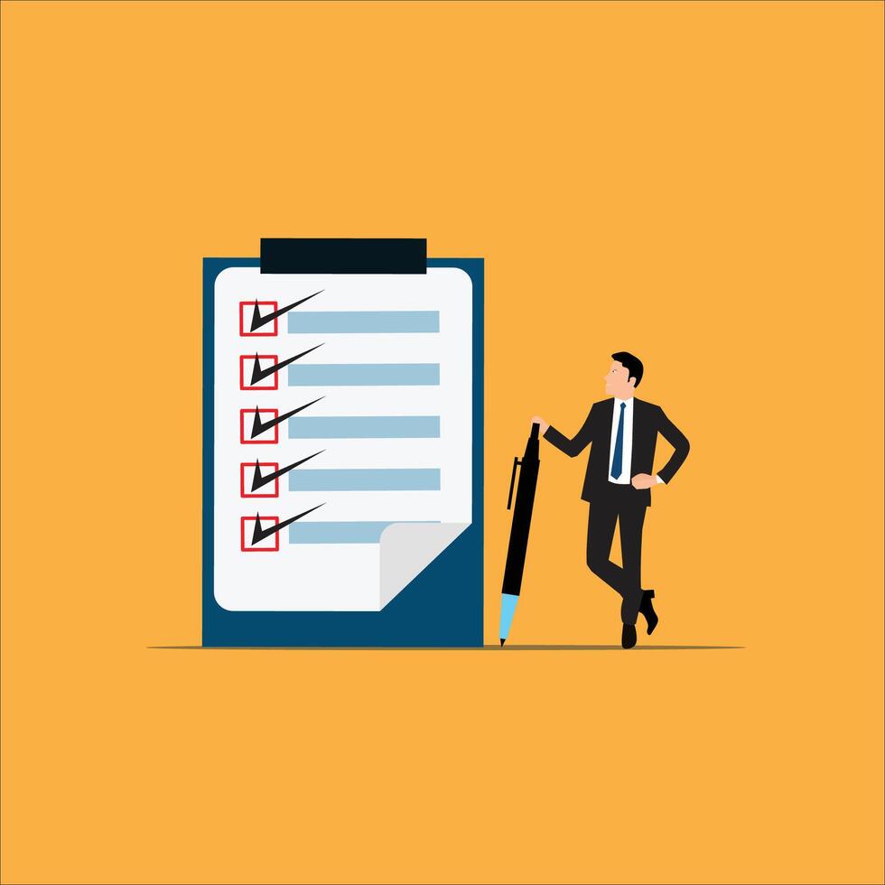 Businessman with pen and checklist illustration vector