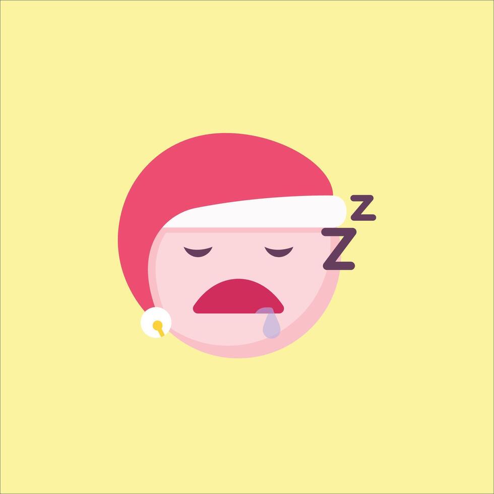 A cartoon santa hat with a sleeping face vector