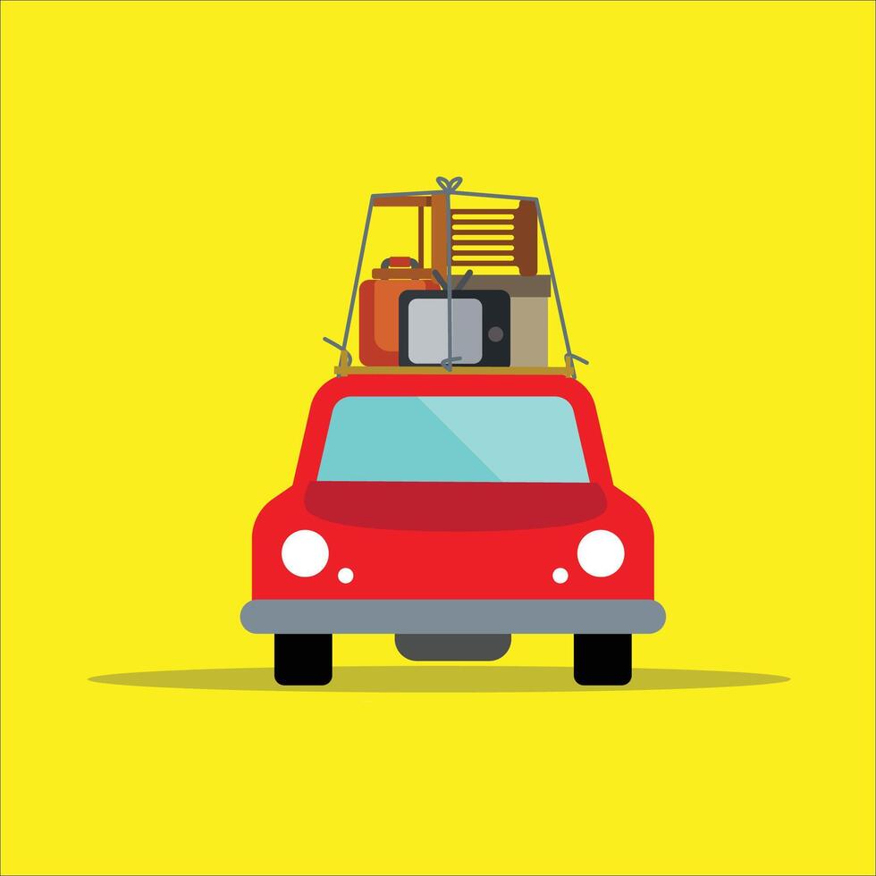 A car with luggage on top of it vector
